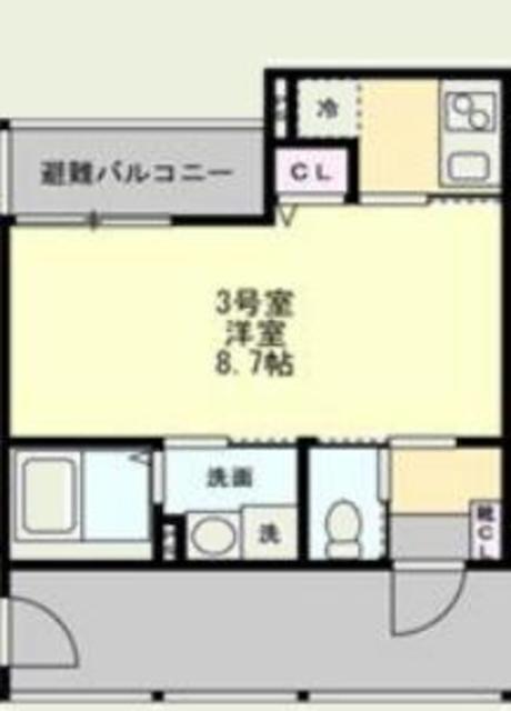 ベイルーム矢部リエート(1K/2階)の間取り写真