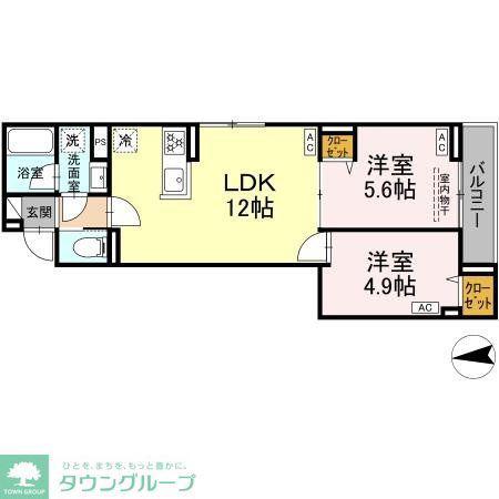 セレスティア六町IV(2LDK/2階)の間取り写真