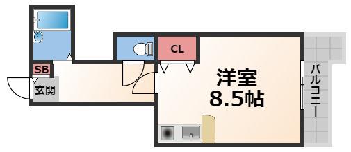 ハイグレース長田(1K/4階)の間取り写真