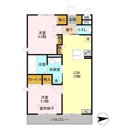 ジェンネット(2LDK/1階)の間取り写真