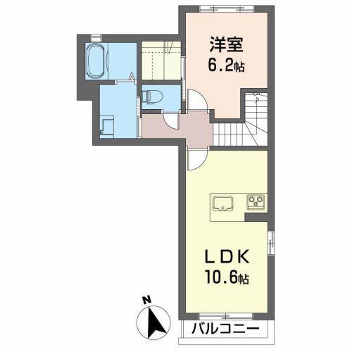 ガーデン美の恵(1LDK/2階)の間取り写真
