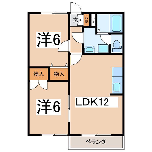 エレガントハイツA(2LDK/2階)の間取り写真