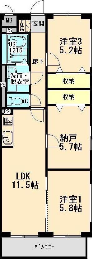 エクラ ときわⅠ(3LDK/1階)の間取り写真