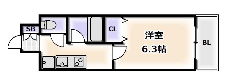 パークハウスナンバ(1K/7階)の間取り写真
