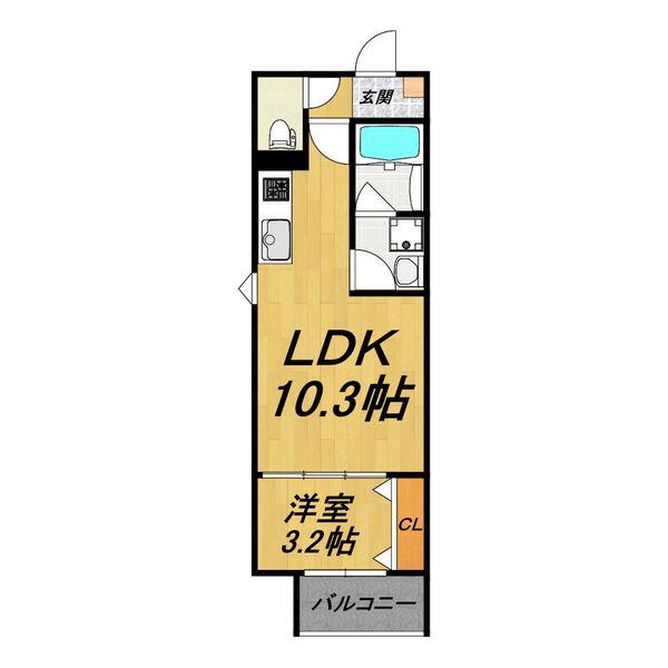 LECOCON上飯田(1LDK/3階)の間取り写真