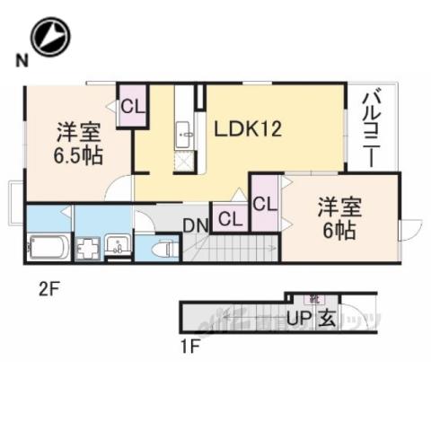 ラ・ネージュ1番館(2LDK/2階)の間取り写真