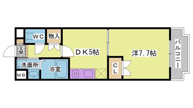 グランシティKOBEII(1DK/3階)の間取り写真