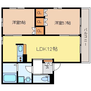 シャルマンハイム(1LDK/1階)の間取り写真