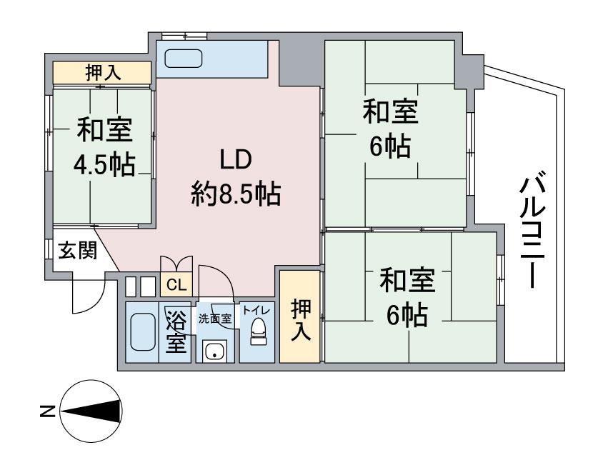 肥後ビル(3DK/2階)の間取り写真