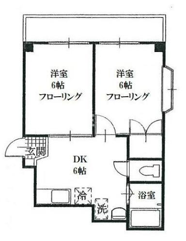 エクセル中央林間II(2DK/2階)の間取り写真