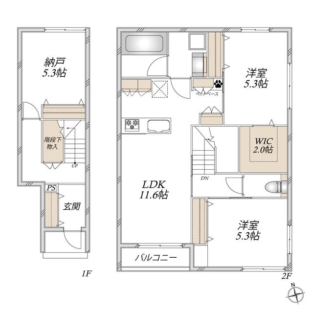 BOWHAUS(2SLDK/2階)の間取り写真