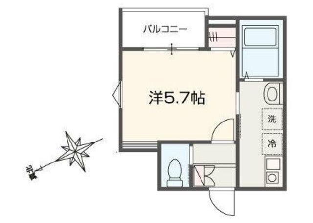 MELLAS鳩ヶ谷II(1K/3階)の間取り写真