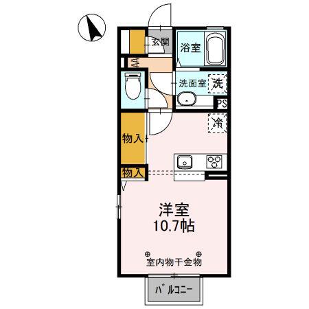 クワトロ ヤナギノ C(ワンルーム/2階)の間取り写真