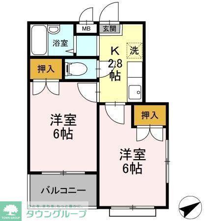 コーポラス石井(2K/1階)の間取り写真