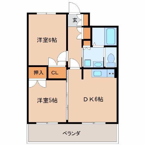 ヴィラKS(2DK/4階)の間取り写真