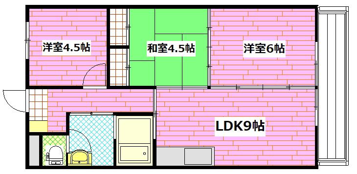 神田駅前ビル(3LDK/3階)の間取り写真