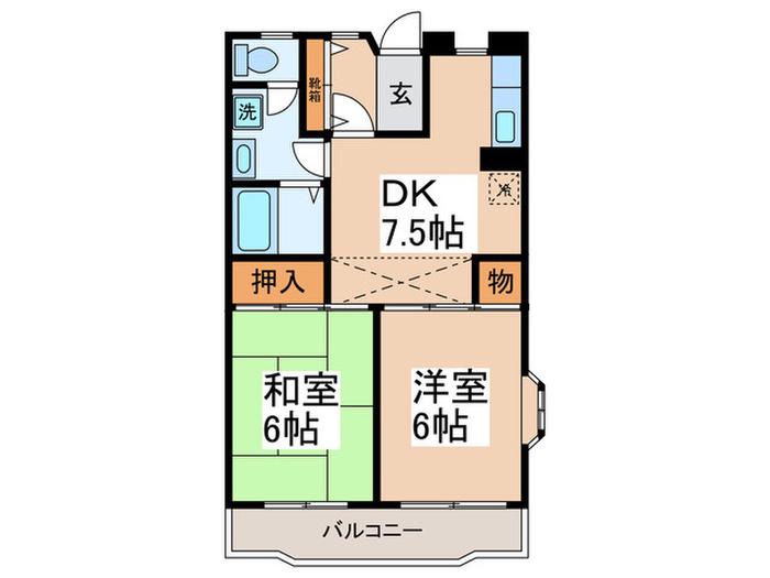クレール大森(2DK/2階)の間取り写真