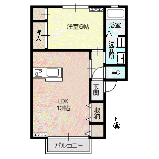 ディアス プリムローズ(1LDK/2階)の間取り写真