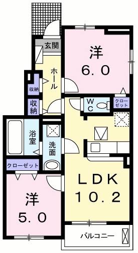 ターコイズ(2LDK/1階)の間取り写真