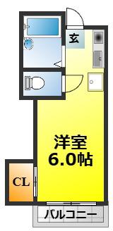 J.M.オレンジハイツ(1K/2階)の間取り写真