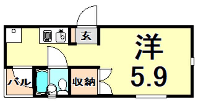アメニティハイツ壱番館(ワンルーム/3階)の間取り写真