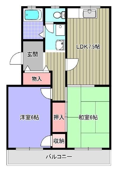 カーサ南茨木I(2LDK/3階)の間取り写真