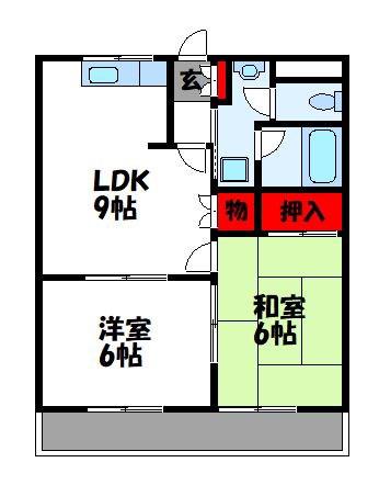 ルミナスガーデン内橋(2LDK/1階)の間取り写真