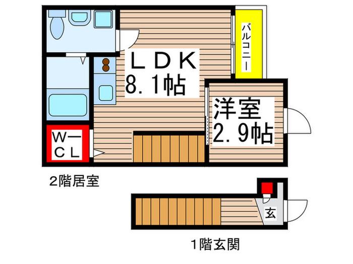 アイビーテラス(1LDK/2階)の間取り写真