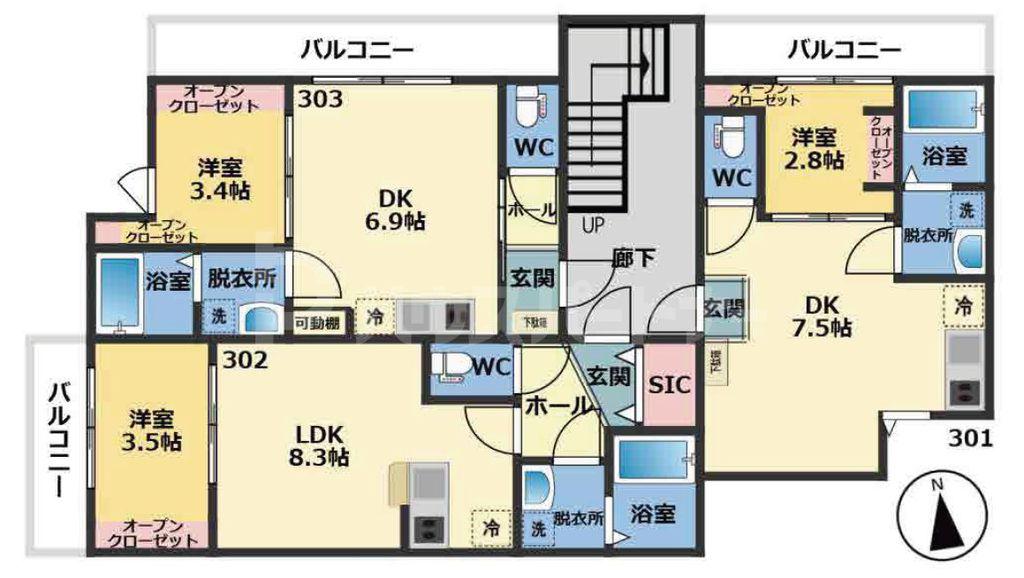 メゾン・ドゥ・アッシュ市川II(1LDK/3階)の間取り写真
