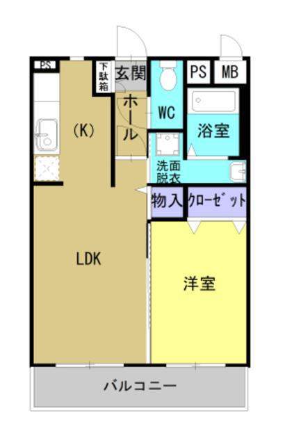 ユーミー中原 A(1LDK/1階)の間取り写真