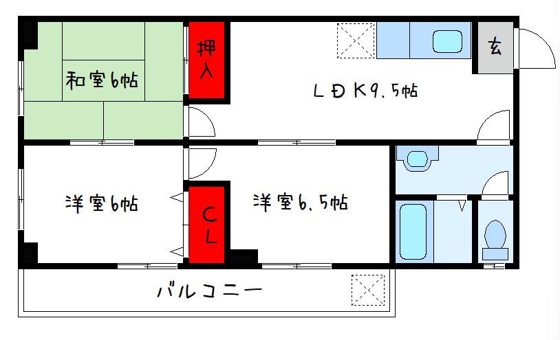 板倉第1ビル(3DK/4階)の間取り写真