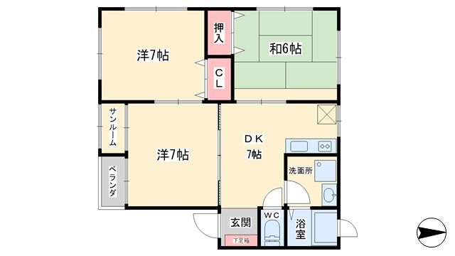 メゾンハイウィロ(3DK/1階)の間取り写真