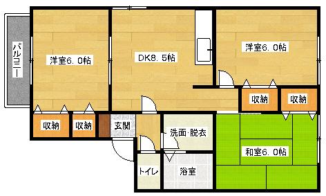 メリー中野(3DK/1階)の間取り写真