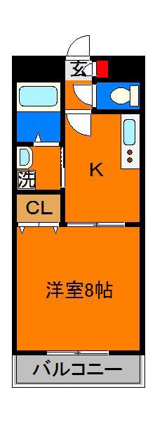 アルファヴィレッジ(1K/2階)の間取り写真