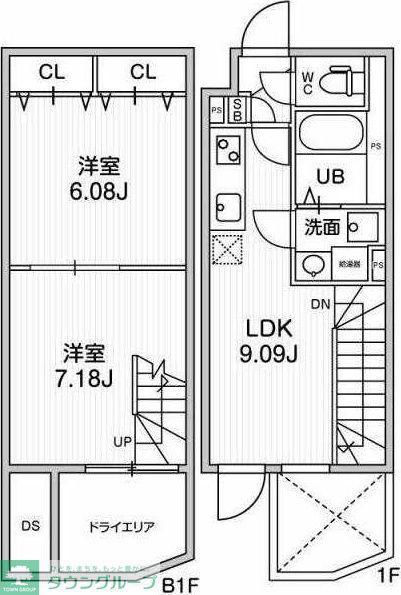 ALTERNA早稲田(2DK/1階)の間取り写真