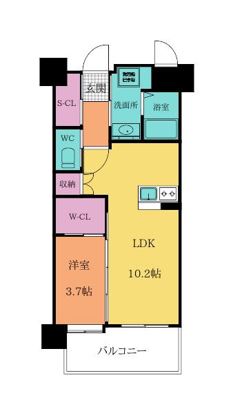 ヒルクレスト片野グランデI(1LDK/5階)の間取り写真