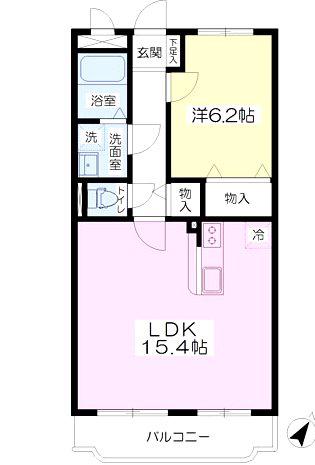 イマージュ貢川(1LDK/2階)の間取り写真
