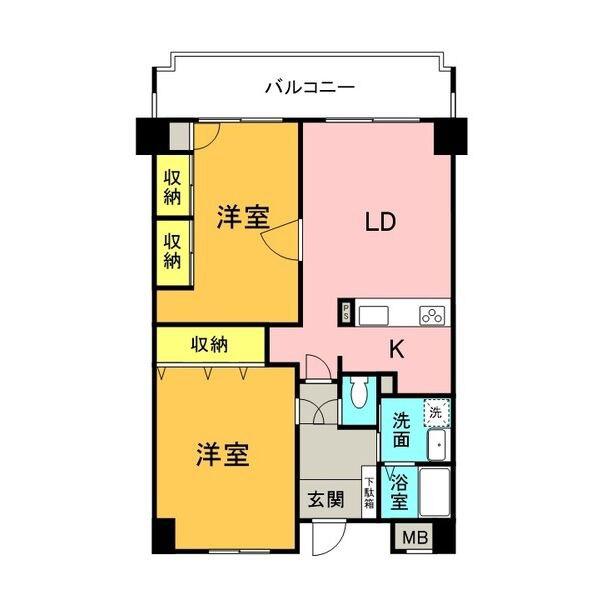 グランデ元塩(2LDK/6階)の間取り写真