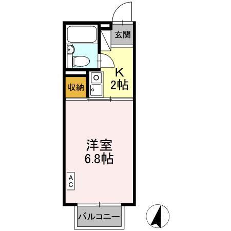 カピースハイツA棟(1K/2階)の間取り写真