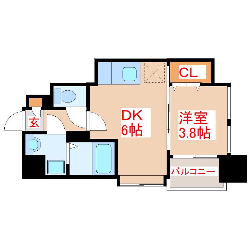 さくらヒルズ千日町(1DK/8階)の間取り写真
