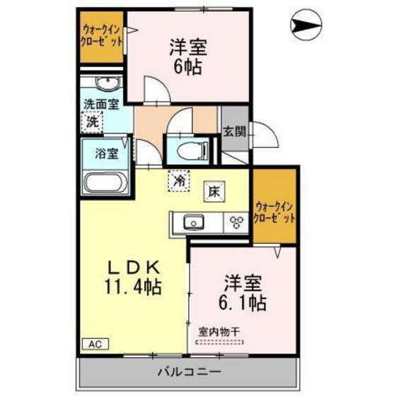 グリーンヒルズガーデン(2LDK/1階)の間取り写真