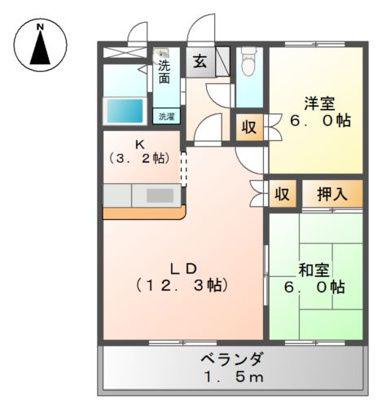 CLEAR JADE(2LDK/1階)の間取り写真