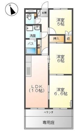 シャトレーン(3LDK/1階)の間取り写真