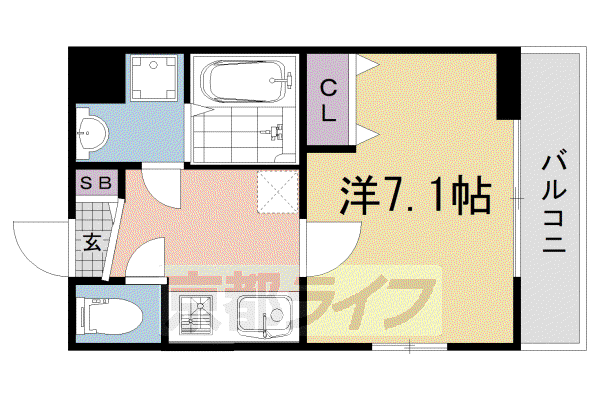 A-MON観月橋NIFUN(1K/1階)の間取り写真