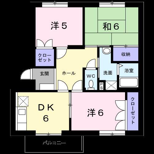 ロイヤルエステート神明B(3DK/2階)の間取り写真