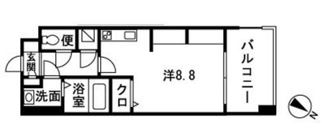 エスティメゾン薬院(ワンルーム/4階)の間取り写真
