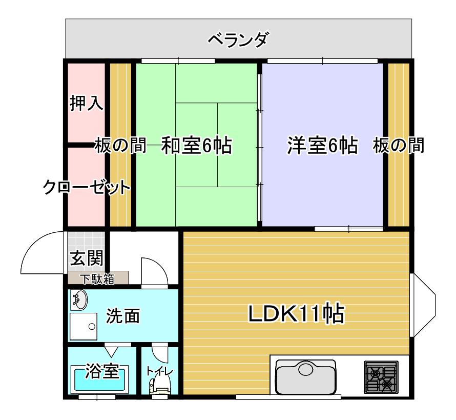 はいらいふコダマ(2LDK/2階)の間取り写真