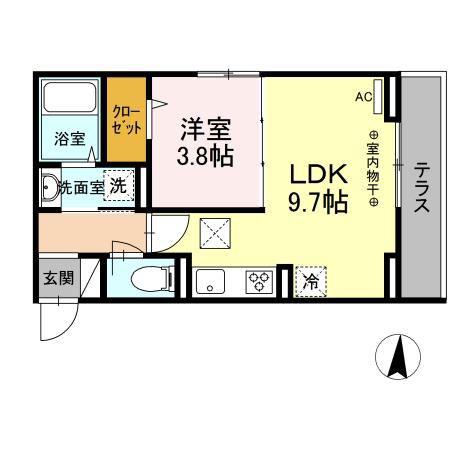 アビタシオン中央林間(1LDK/1階)の間取り写真