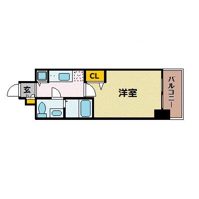 クリスタルグランツ西本町(1K/12階)の間取り写真
