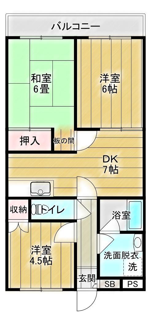 サニーヒルズ(3DK/1階)の間取り写真